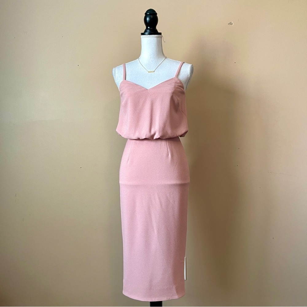 DRESS THE POPULATION | Alondra Blouson Pink Sheath Dress Sz XS - Picture 2 of 8
